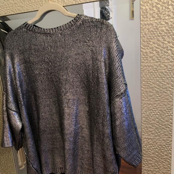 Anthropologie Silver Metallic Sweater - Picture 2 of 3
